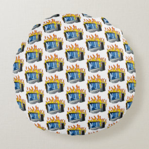 Dator Fire Round Pillow Rund Kudde