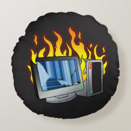 Dator Fire Round Pillow Rund Kudde