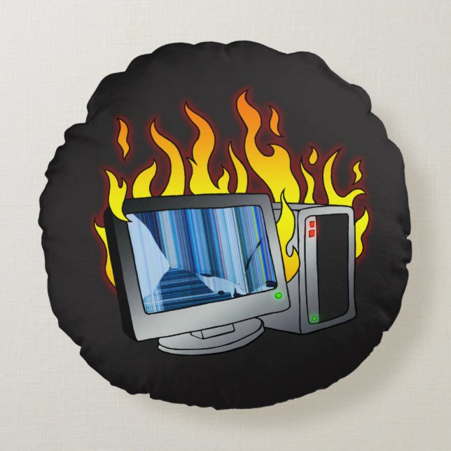 Dator Fire Round Pillow Rund Kudde (Framsidan)