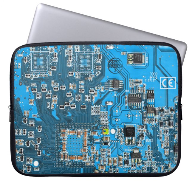 Dator Geek Circuit Board Blue Laptop Fodral (Framsidan)