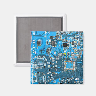 Dator Geek Circuit Board Blue Magnet
