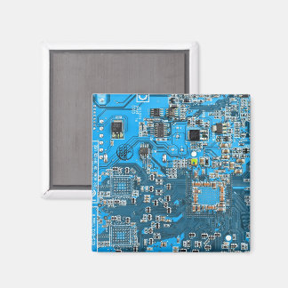 Dator Geek Circuit Board Blue Magnet