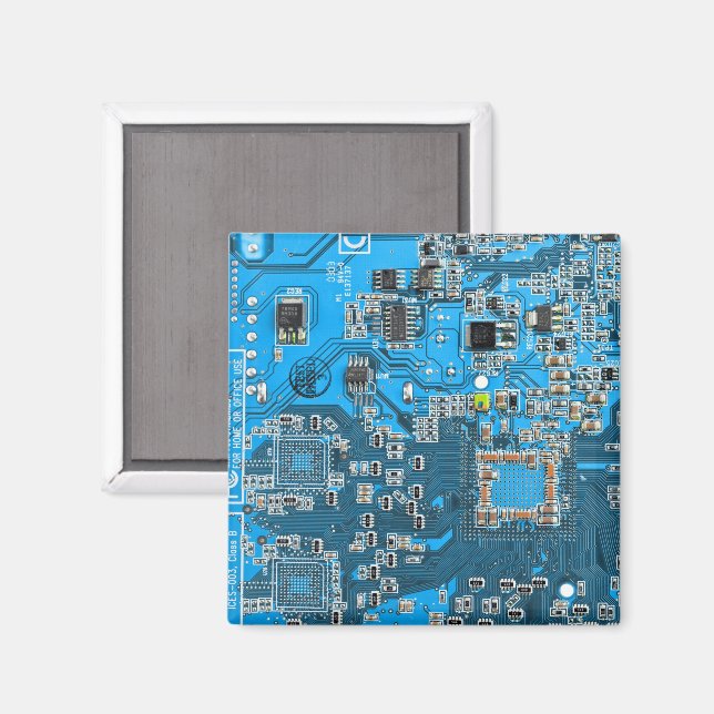 Dator Geek Circuit Board Blue Magnet (Front/Back)