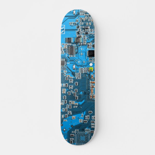 Dator Geek Circuit Board Blue Mini Skateboard Bräda 18,7 Cm (Framsida)