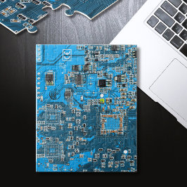 Dator Geek Circuit Board Blue Pussel