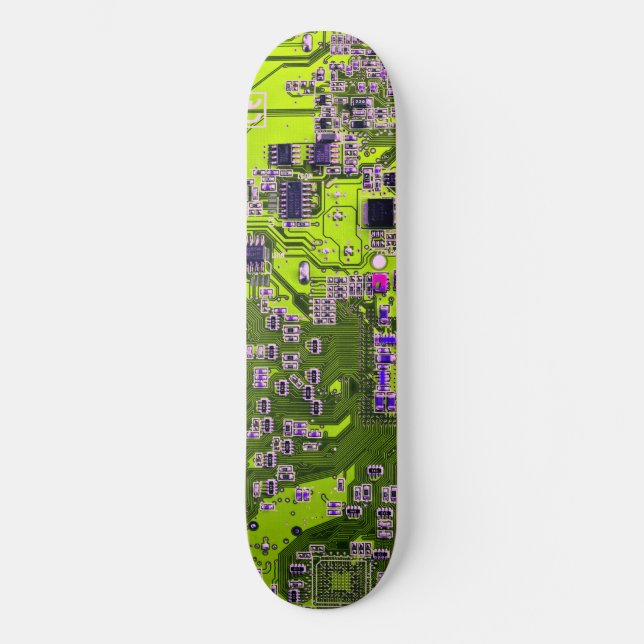 Dator Geeks Kretskort Neon Gul Old School Skateboard Bräda 18 Cm (Framsida)