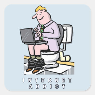 Dator-, Internet- och Social-mediaberoende Fyrkantigt Klistermärke