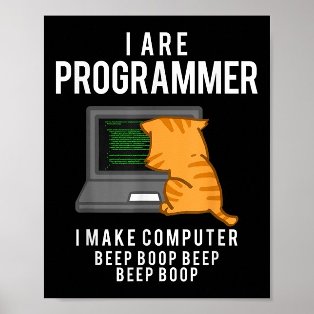 Dator Kat Programmerare Rollig Kodare Meme  Poster (Framsidan)