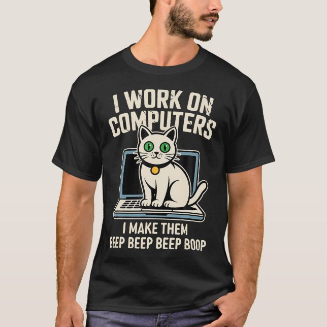 Dator Katt Kodare T Shirt (Framsida)