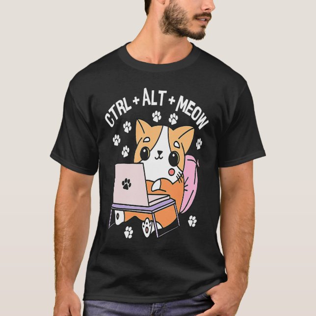 Dator Katt Programmerare Hacker Kattunge  1 T Shirt (Framsida)