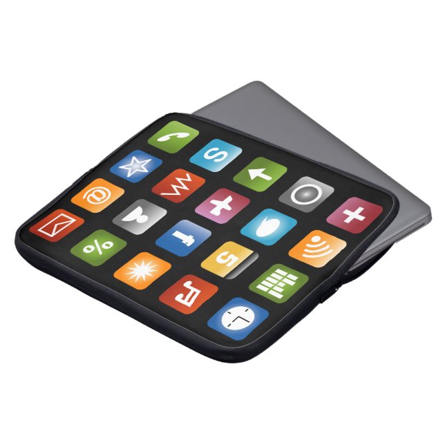 Dator laptoppskydd med färgglada app-ikoner laptop sleeve (Framsida topp)