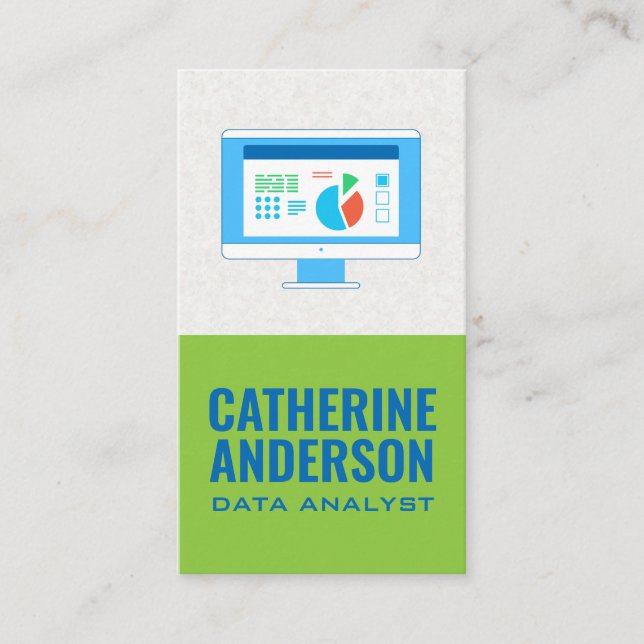 Dator med diagram | Informationsanalytiker Visitkort (Framsida)