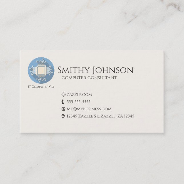 Dator Microchip Blue Visitkort (Framsida)