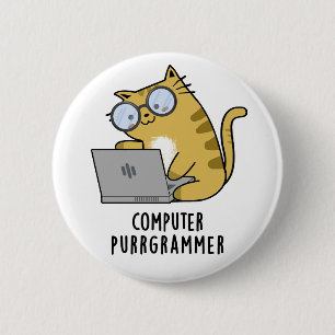 Dator Purr grammer Funny Cat Pun Knapp