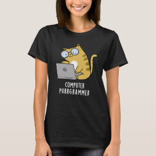 Dator Purr grammer Funny Cat Pun Mörk BG T Shirt