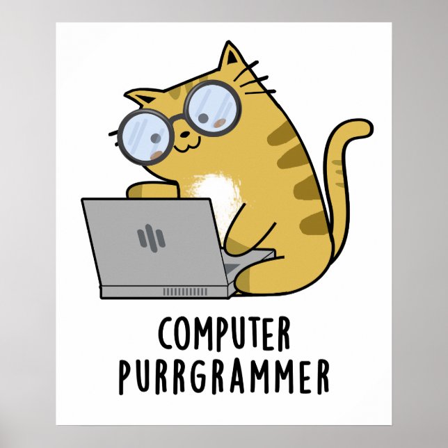 Dator Purr grammer Funny Cat Pun Poster (Framsidan)