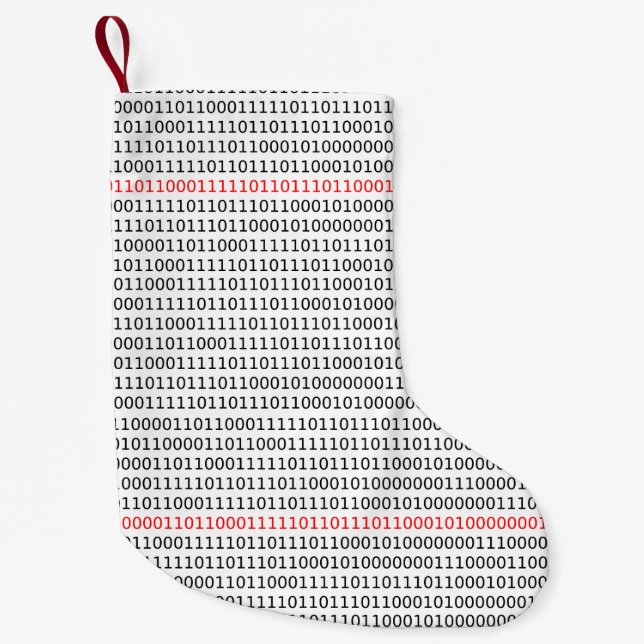 Dator Science Binary (Black and Red) Stocking Liten Julstrumpa (Framsidan)