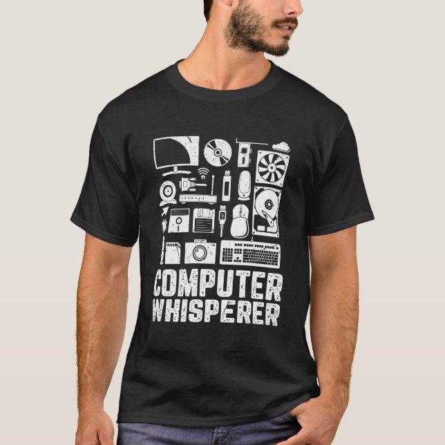 Dator Whisperer Funny Tech stöder Nerds Geeks T Shirt (Framsida)