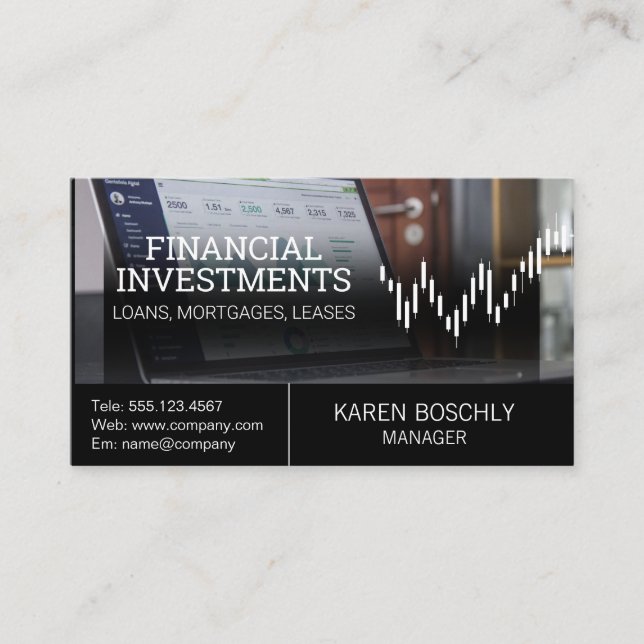 Datoranalytiker | Lagrar Candlestick Graph Visitkort (Framsida)