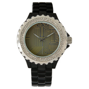 Datoren går runt stiger ombord mönster armbandsur
