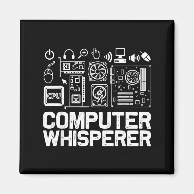 Datorflüstraträja Tech Support Nördar nörd Magnet (Framsidan)