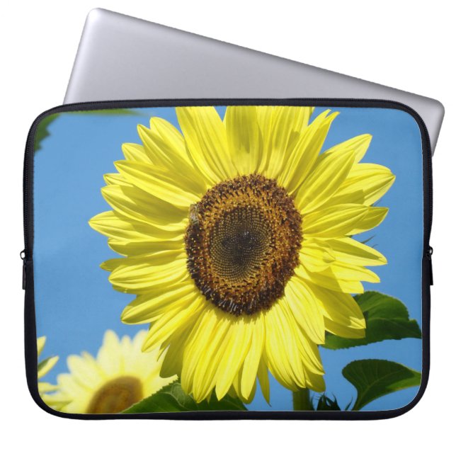 Datorfodral Blå Himmel Gula Solrosor Blommig (Framsidan)