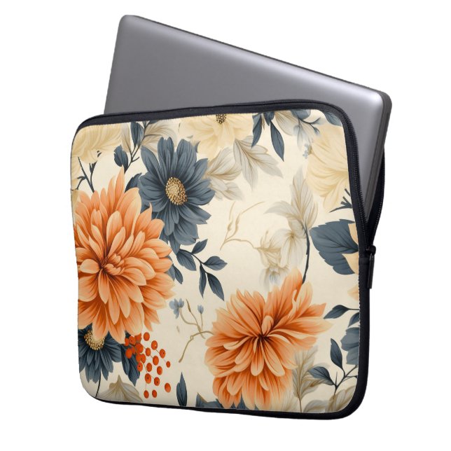 Datorfodral med blomsterdesign (Framsidan Vänster)