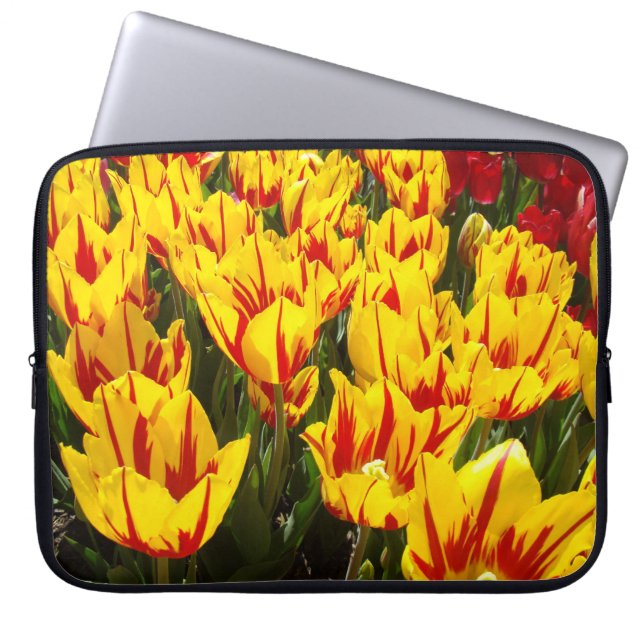 Datorfodral natur Blommor Gula Tulpan Blommor (Framsidan)