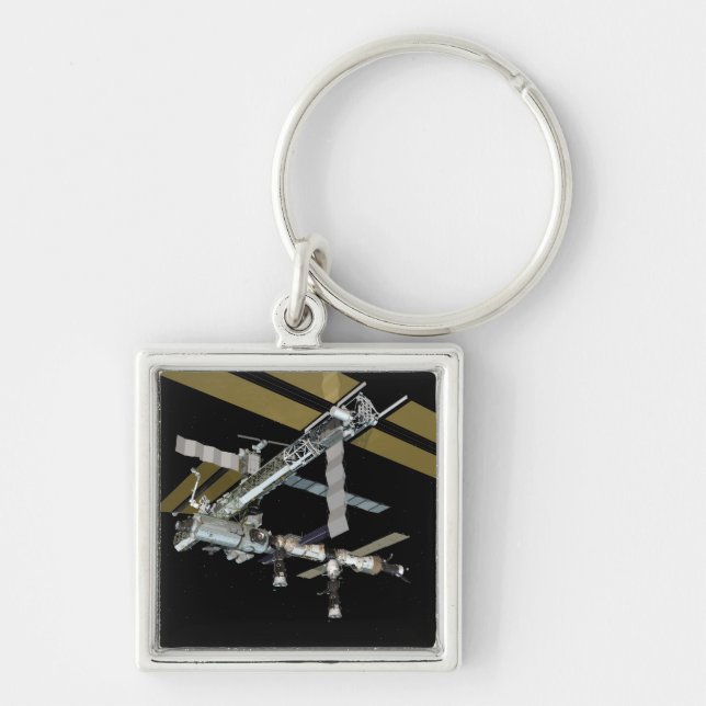 Datorgenererad vy 20 fyrkantig silverfärgad nyckelring (Framsidan)