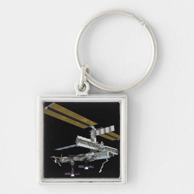 Datorgenererad vy fyrkantig silverfärgad nyckelring (Framsidan)