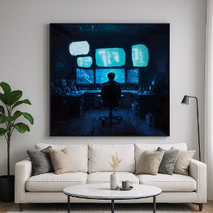 Datorglöd - Mörk Silhouette-design Poster