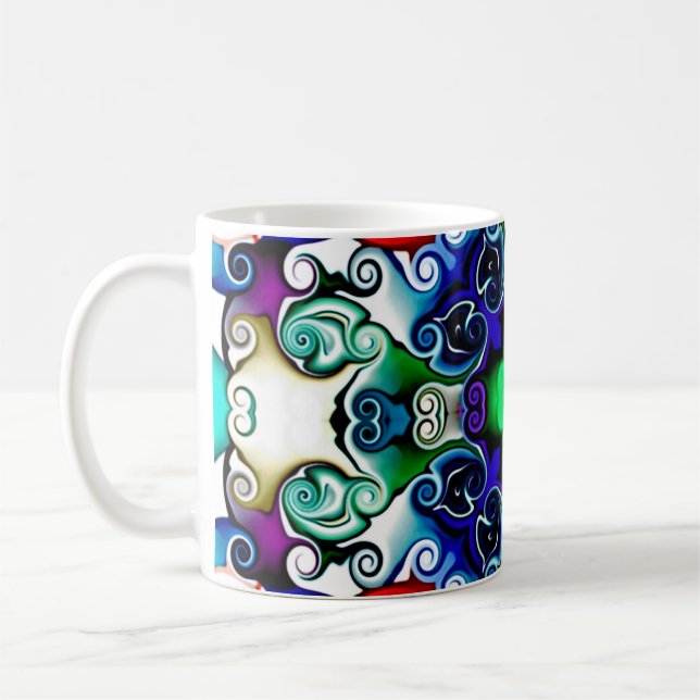 Datorgrafik. Illustration av en abstrakt flo Kaffemugg (Vänster)