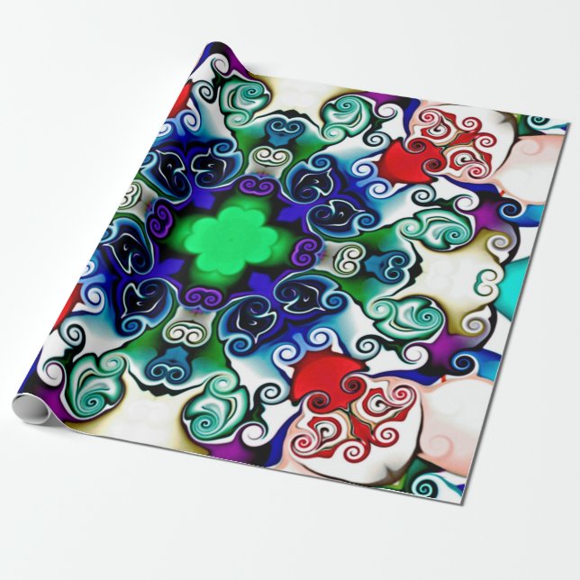 Datorgrafik. Illustration av en abstrakt flo Presentpapper (Utrullad)