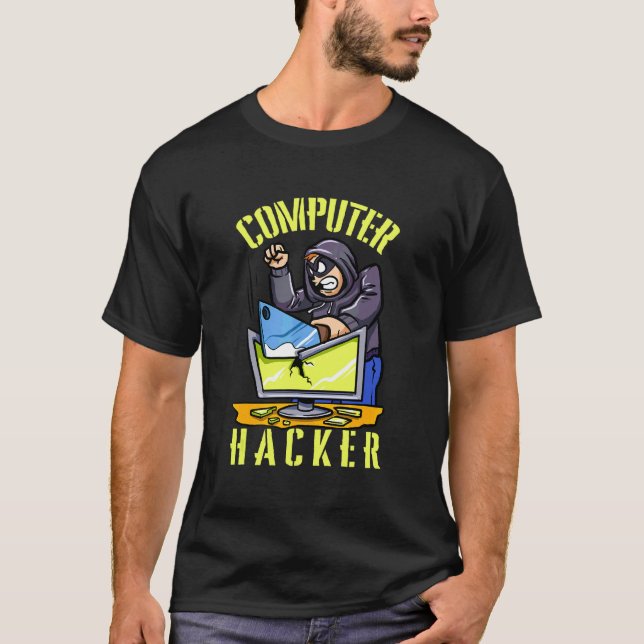 Datorhackare för datasäkerhet för datorkod t shirt (Framsida)