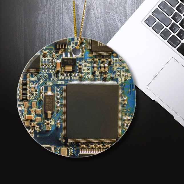 Datorhårddiskens kretskort - Blå Julgransprydnad Keramik (Skapare uppladdad)