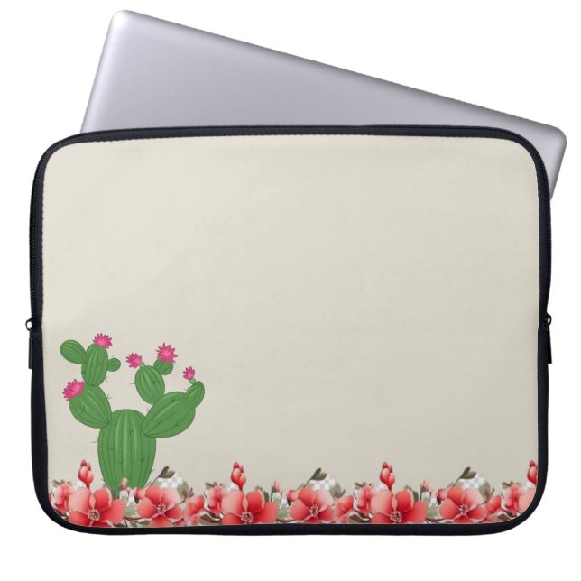 Datorhölje Kaktus Orange Blommor Blommig Laptop Fodral (Framsidan)