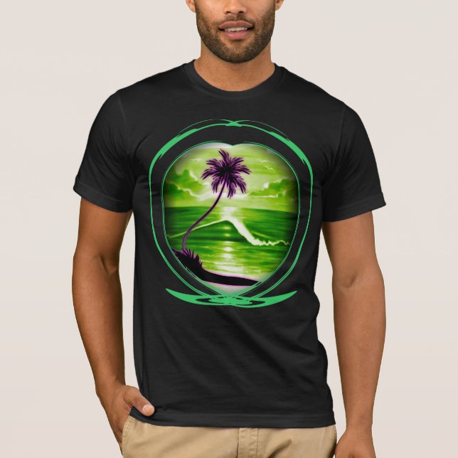 Datoriserad Digital Airbrushed strandplats T-shirt (Framsida)