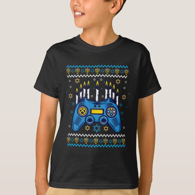 Datorkontroll Hanukkah Menorah Ljus Juda T Shirt (Framsida)