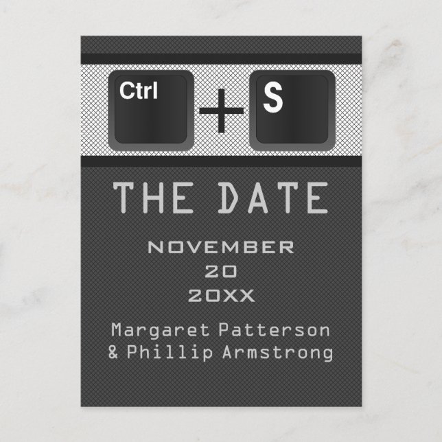 Datorkontroll Nyckel Spara datumvykortet, Grått Meddelande Vykort (Framsida)