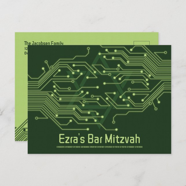Datorkretskort Board Pub Mitzvah Spara datum Vykort (Fram/baksida)
