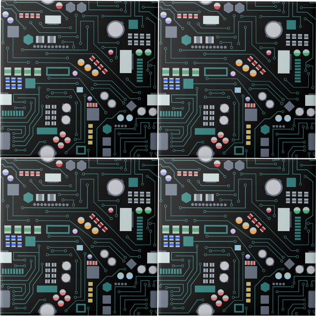 Datorkretskort Mönster Office Decor Kakelplatta (Computer Circuit Board Pattern Office Decor Ceramic Tile)
