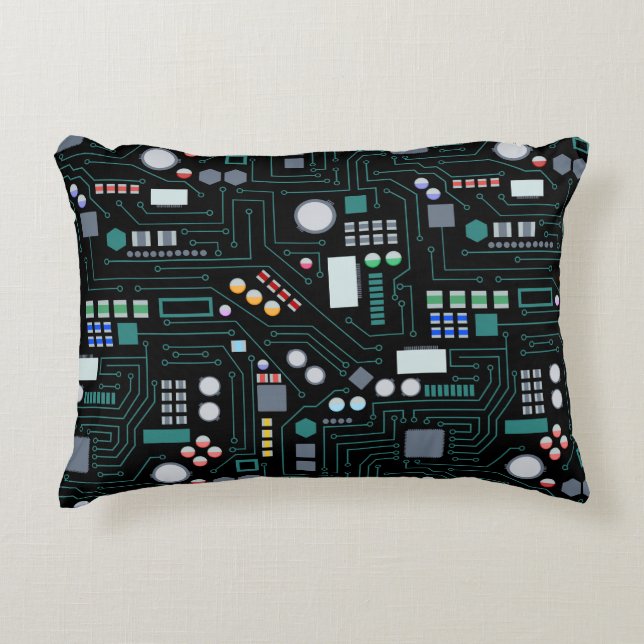 Datorkretskort Mönster Office Decor Prydnadskudde (Framsidan)