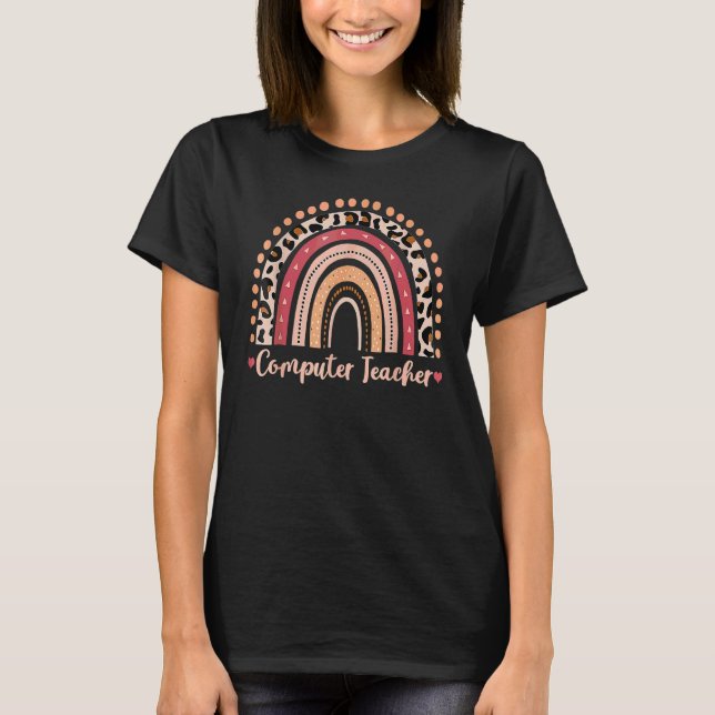 Datorlärare Leopard Regnbåge Boho T Shirt (Framsida)