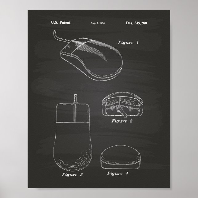 Datormus 1994 Patent Art Chalkboard Poster (Framsidan)
