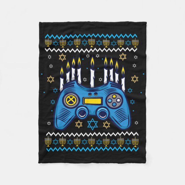 Datormus Hanukkah Menorah Ljus Judisk Fleecefilt (Framsidan)