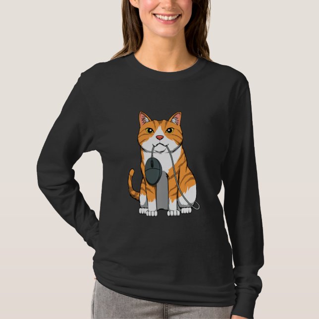 Datormus med Cat Kitten Kattdjur Gamer-spel T Shirt (Framsida)