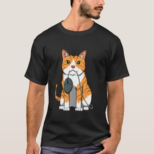 Datormus med Cat Kitten Kattdjur Gamer-spel T Shirt (Framsida)