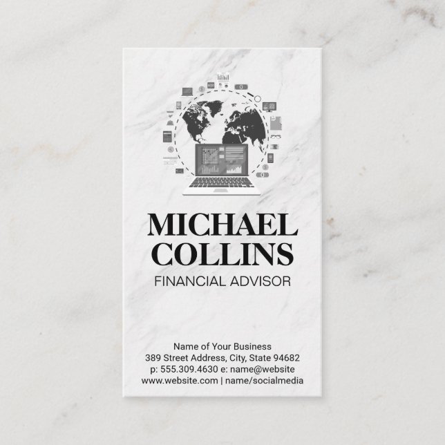 Datornätverk | World Map för datAnalyst Visitkort (Framsida)