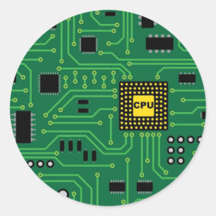 Datornerden går runt stiger ombord CPU            Klistermärke