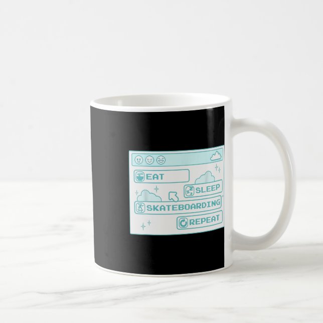 Datornörd Äta Sova Skateboard Återupprepa Skate Kaffemugg (Höger)